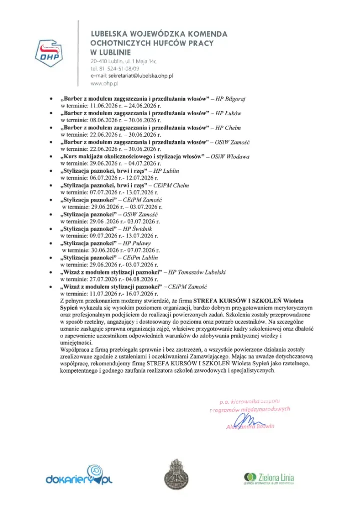 Pozytywne rekomendacje o firmie.
